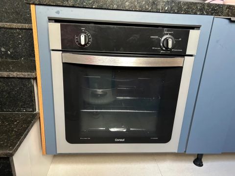 Forno de embutir a gás Consul 78 litros Prata com grill e timer sonoro 