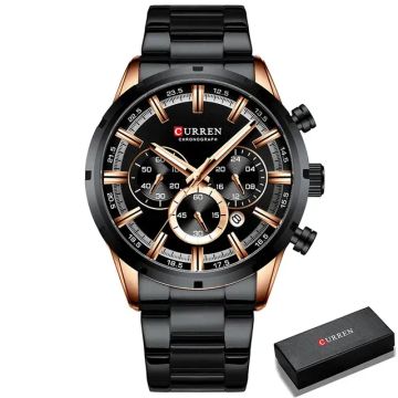 Relógio de Luxo Masculino Curren 8355 Preto/Rose