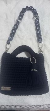 Bolsa de Ombro Crochê - Azul escuro