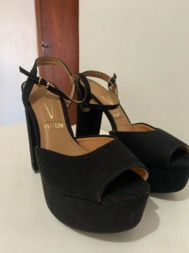 Sandália Meia Pata de Salto Alto Vizzano Feminino - PRETO