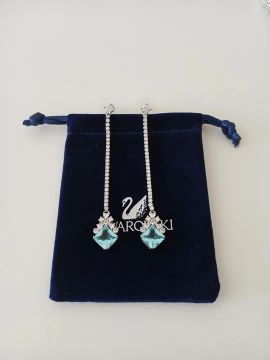 Brincos Swarovski Com Pedra Azul