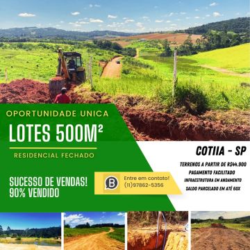 Lotes de 500m² em Cotia  Condomínio Fechado com Lago de Pesca