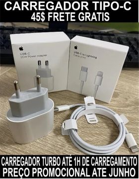 Carregador Turbo Tipo C + Cabo Lightning - FRETE GRÁTIS
