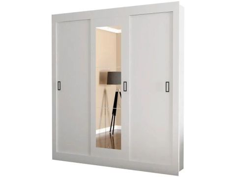 Guarda-roupa de correr com espelho branco