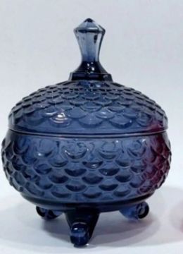 Conjunto de Pote de Vidro Decorativo Azul
