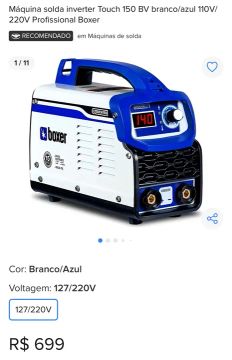 Máquina de Solda Inverter Touch 150 BV Boxer