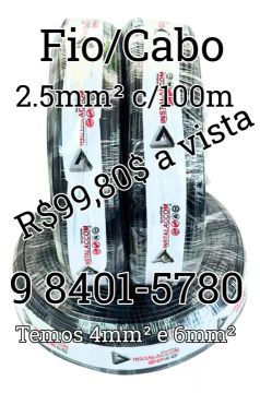 R$99,80$ Rolo de Fio Cabo Flexível 2.5mm² com 100m de comprimento.