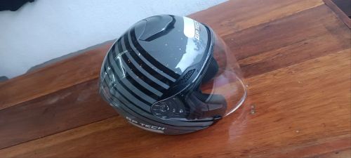 Capacete GP Tech Preto com Listras Cinza e preto tam. 61 com óculos