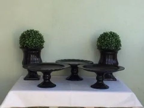 Kit cerâmica  decoração de festa preto 7 peças 