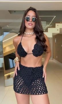 Conjunto de Top e Saia em Crochê Flower