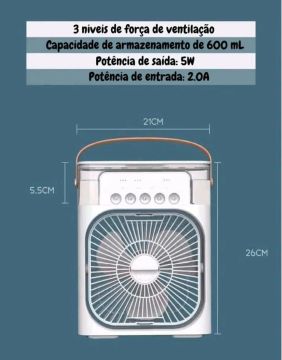 Ventilador de Mesa Portátil com 3 Níveis de Velocidade