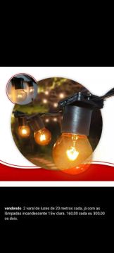 Varal de Luzes 20 Metros com Lâmpadas Incandescentes