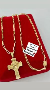 Cordão de Ouro 18K com Cruz
