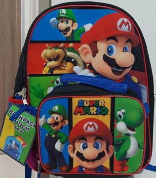 Mochila e Lancheira Super Mario Bros nova