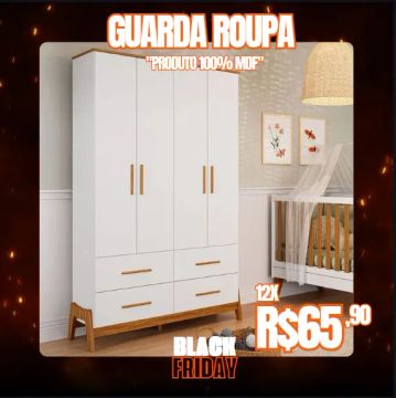 Guarda-Roupa Infantil em MDF com Pintura Atóxica e Pés Maciços