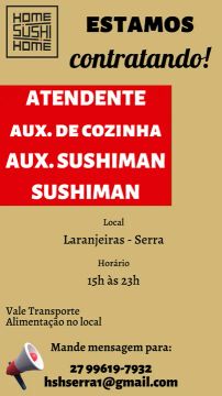 Vagas Restaurante Japonês em Serra