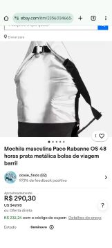 Mochila Paco Rabanne OS 48 horas prata metálica