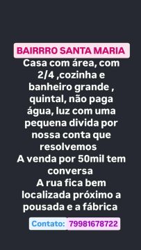 Casa no Santa Maria a venda , com recibo de compra e venda no cartório autenticada 