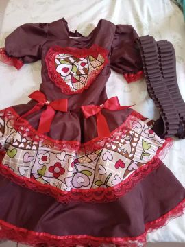 Vestido Infantil Festa Junina temático Maria Bonita
