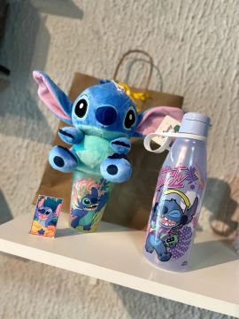 Kit Stitch - Pelúcia, Copo e Garrafa