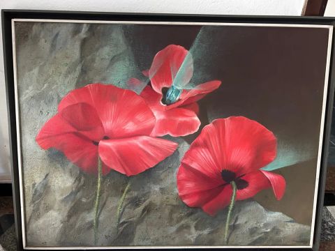 Quadro com Flores de Papoula 