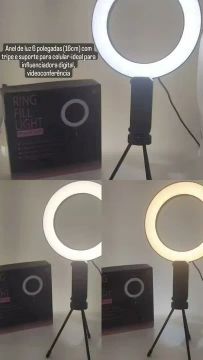 Anel de luz 6 polegadas (16cm) com tripé e suporte para celular ideal para influenciadora