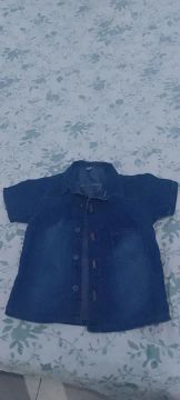 Camisa Jeans Infantil Manga Curta