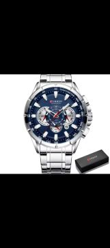 Relógio Masculino Curren Cronógrafo - Prata e Azul