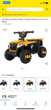 Quadriciclo Elétrico Infantil a Bateria com Luz e Rádio - Laranja