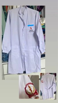 Jaleco branco, tecido gabardine 