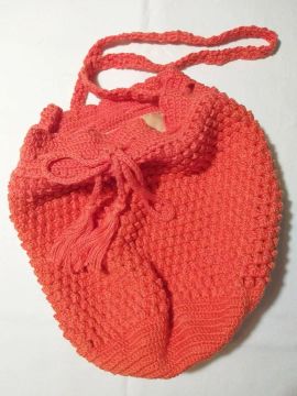 bolsa de crochê laranja estilo saco nova
