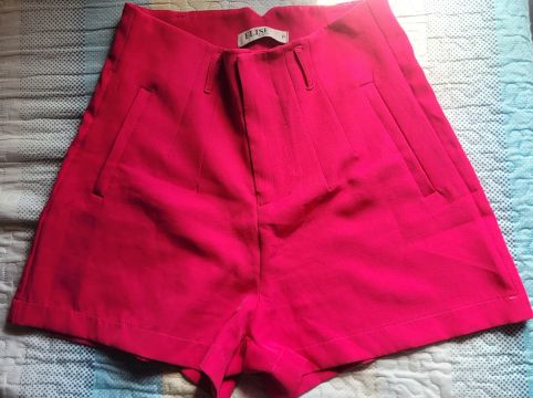 Short Alfaiataria rosa tamanho P