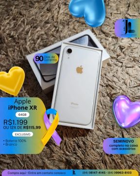 IPHONE XR, 64GB, BRANCO, SEMINOVO, EXCLUSIVO!