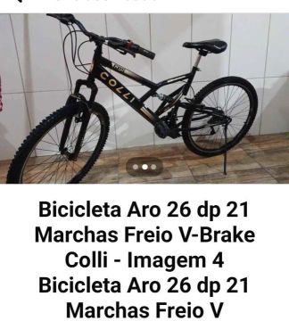 Bicicleta Aro 26 21 Marchas Freio V-Brake Colli
