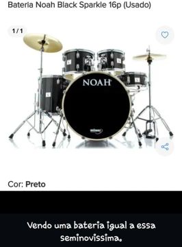Bateria Noah Black Sparkle 16p - Usada. Novíssima. 