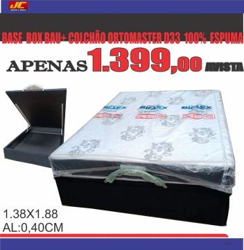 Base Box Bau + Colchão Ortomaster D33 100% Espuma