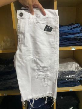 Short Jeans Branco Desfiado