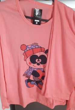 Conjunto de Pijama Feminino com Urso - Tamanho M