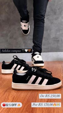 Tênis casual preto branco 
