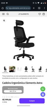 Cadeira Ergonômica Elements Astra - Preta