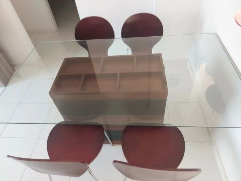 Mesa tampo de vidro 