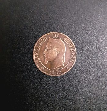 Moeda francesa Napoleão III 1862 cinq centimes