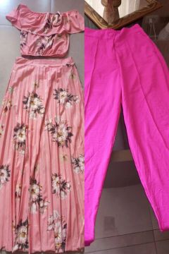 Conjunto de saia e cropped floral