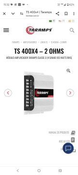 Amplificador Taramps 04 canais de 100w