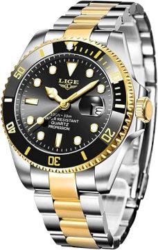 Relógio de Luxo Lige 10045 Dourado/Preto