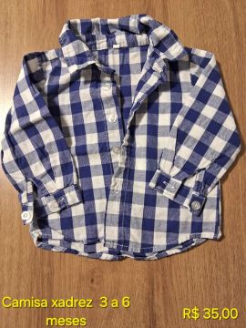 Camisa xadrez bebê 3 a 6 meses