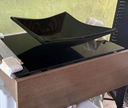 Cuba banheiro com base de  vidro preta