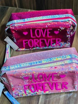 Necessaire em glitter (pink e rosa bebê)
