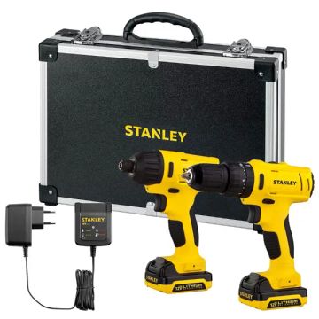 Combo STANLEY SCHI121S2FK Kit Furadeira e Parafusadeira de Impacto 12V a Bateria + Maleta 