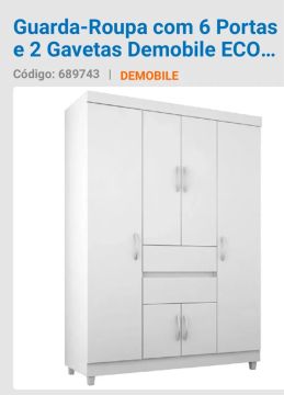 Guarda-Roupa com 6 Portas e 2 Gavetas Demobile NOVO NA EMBALAGEM!! NÃO ENTREGA!